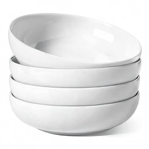 LE TAUCI Pasta Bowls Set of 4 - Large Ceramic Serving Bowls - Microwave Safe