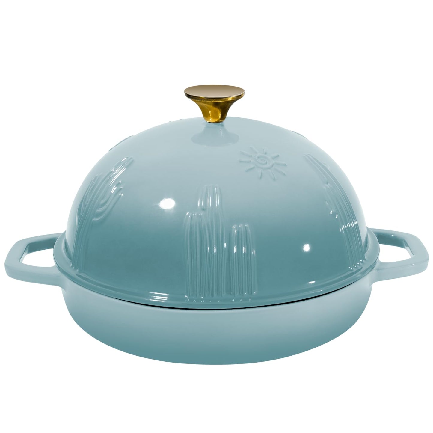 Flavehc Cast Iron Bread Oven with Cloche Lid - 4.7L Enamelled Dutch Oven with Dome Lid