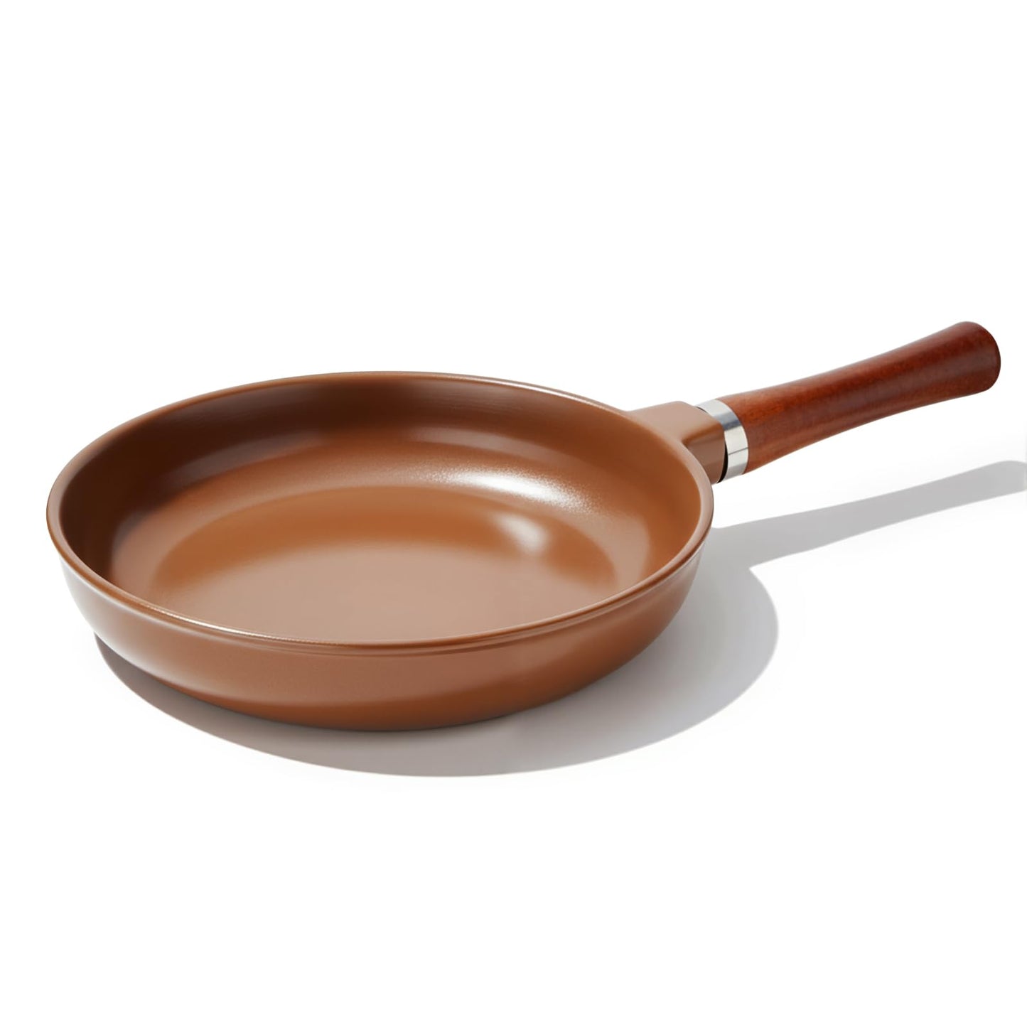 FOTRIC Pure Ceramic Frying Pan - Nonstick 25cm Ceramic Skillet - Brown