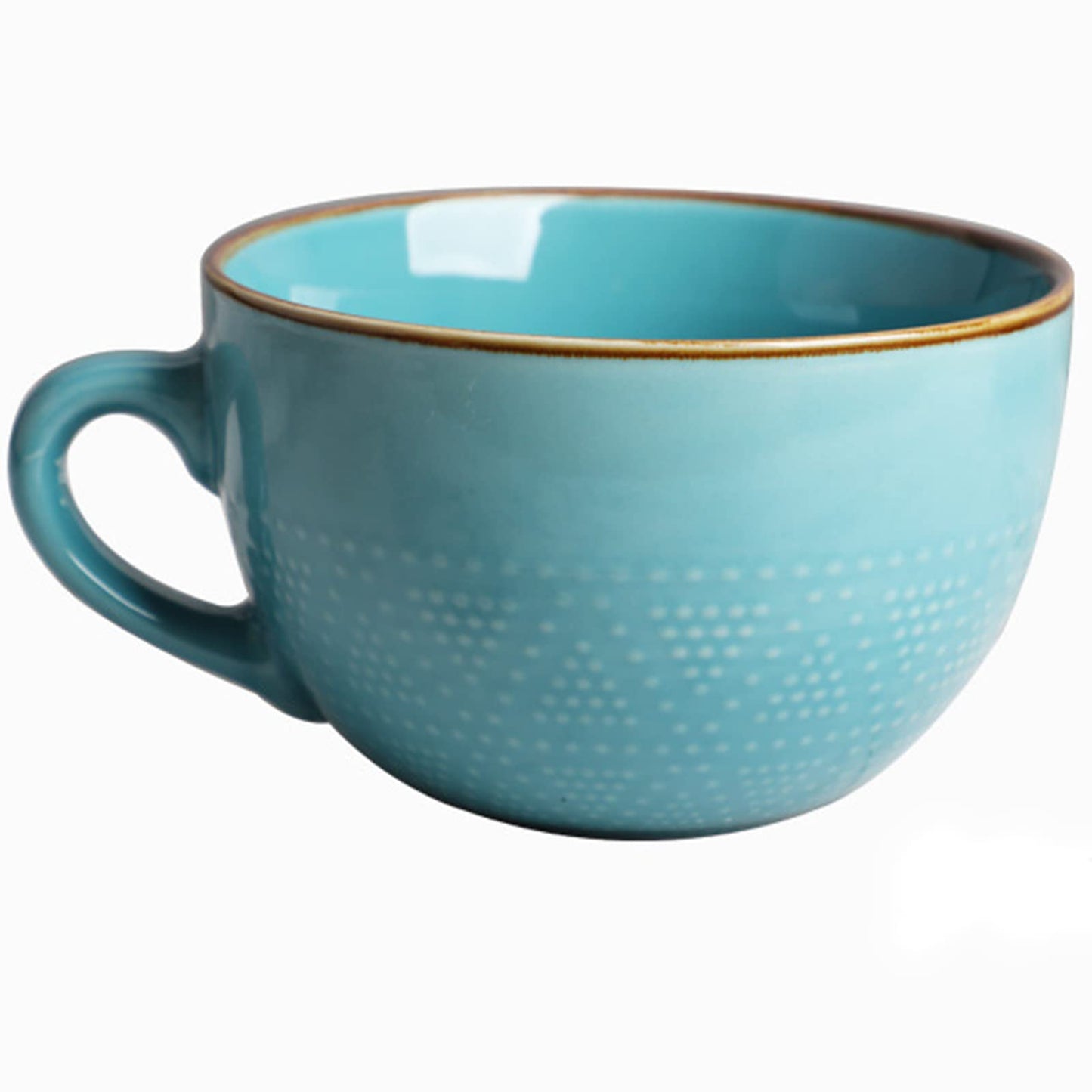 Arawat Large Soup Bowl with Handles, Spoon and Coaster - Blue - 700ml