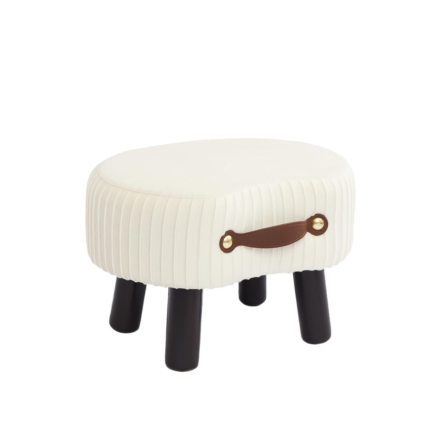 Leesingdo Velvet Footstool with Handle - White