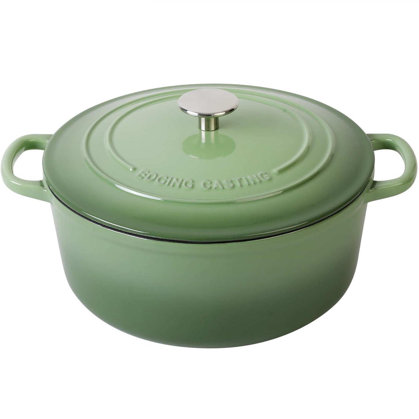 EDGING CASTING Enamelled Cast Iron Dutch Oven Pot with Lid - 5.2L - Pistachio Green