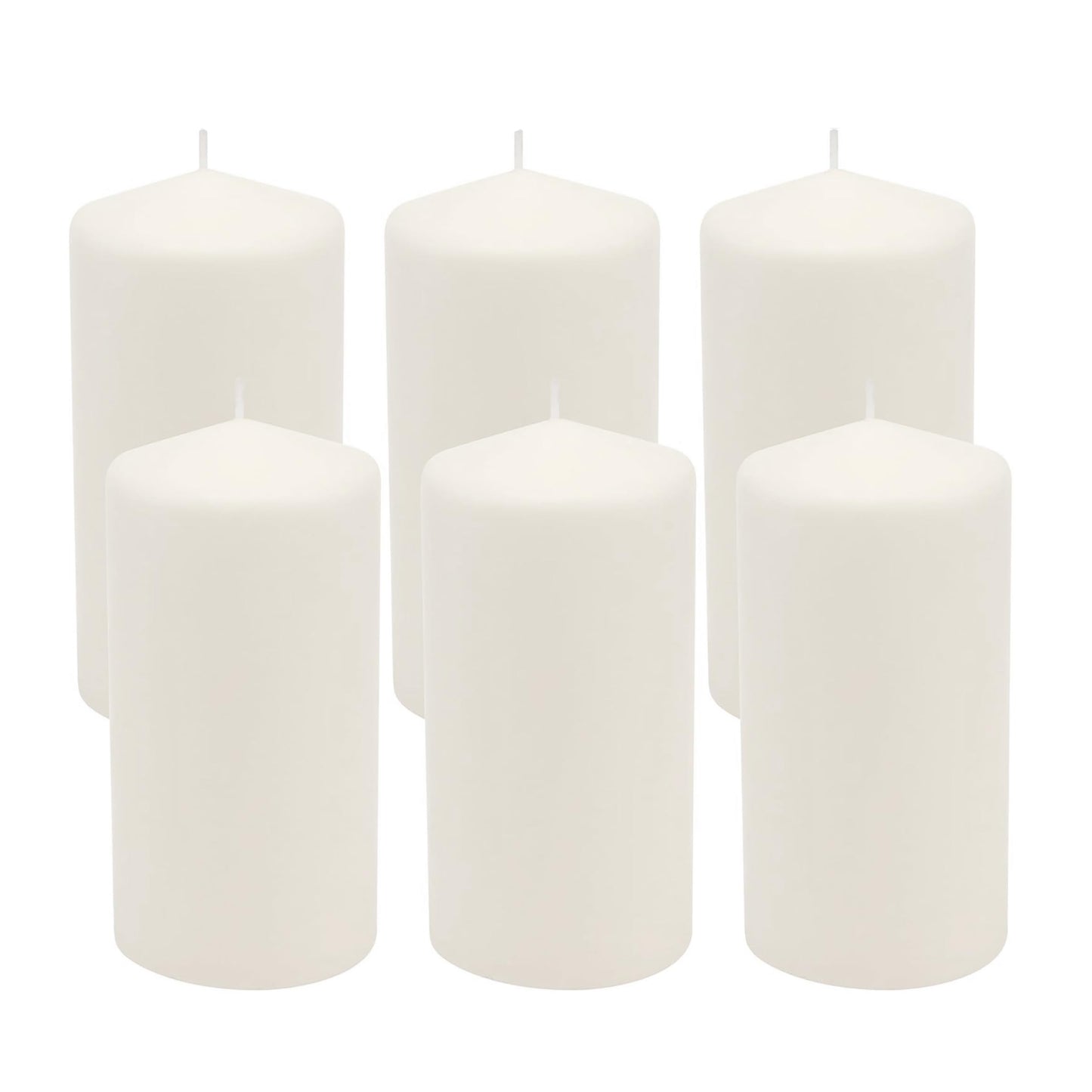 Stonebriar Unscented White Pillar Candles - 7.6cm × 15cm - 65 Hour Burn - Pack of 6 - Premium Paraffin Wax