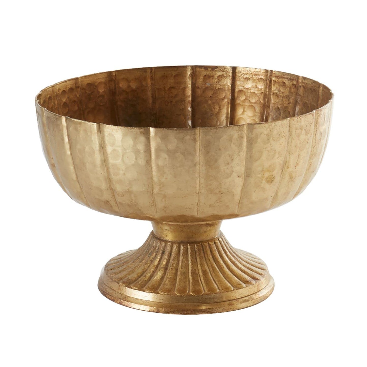 Accent Decor Distressed Gold Metal Compote Bowl - 20cm - Indoor and Outdoor Compote
