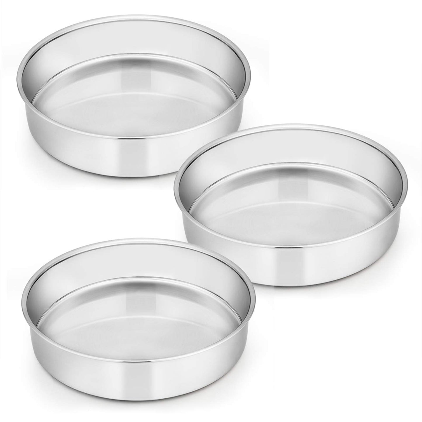 E-far 20cm Cake Pan Set of 3 - Stainless Steel Round Layer Cake Baking Pans