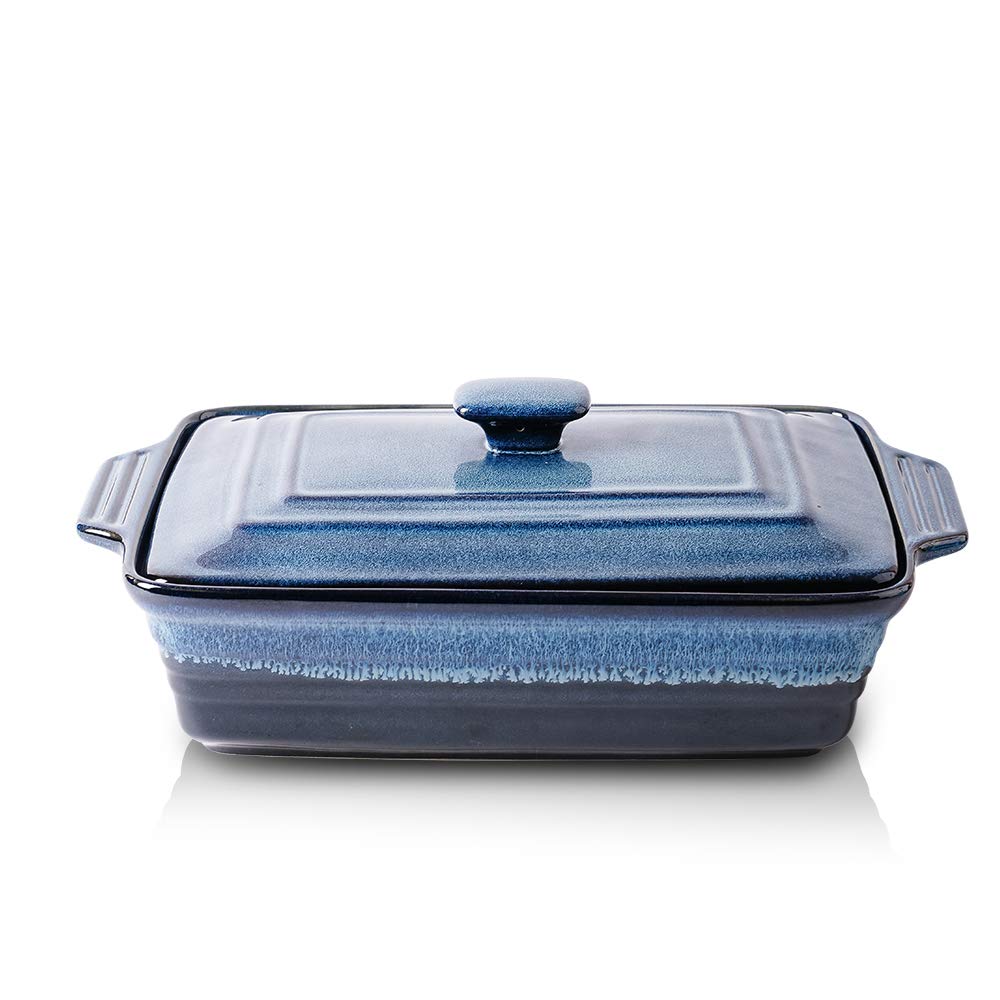 KOOV Ceramic Casserole Dish with Lid - 23cm × 33cm - Nebula Blue