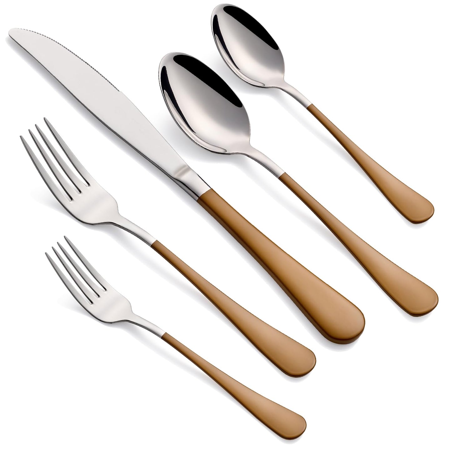 MDEALY 20-Piece Brown Silverware Set for 4 - 18/0 Stainless Steel
