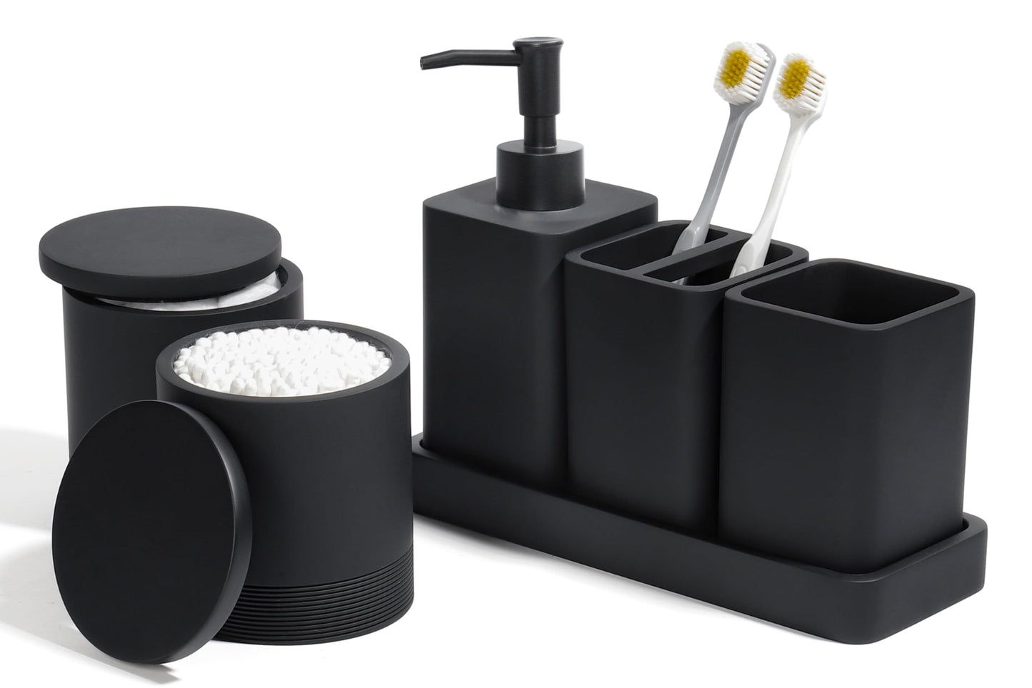 Bathroom Accessories Set - 6 Pieces - Soap Dispenser, Toothbrush Holder,