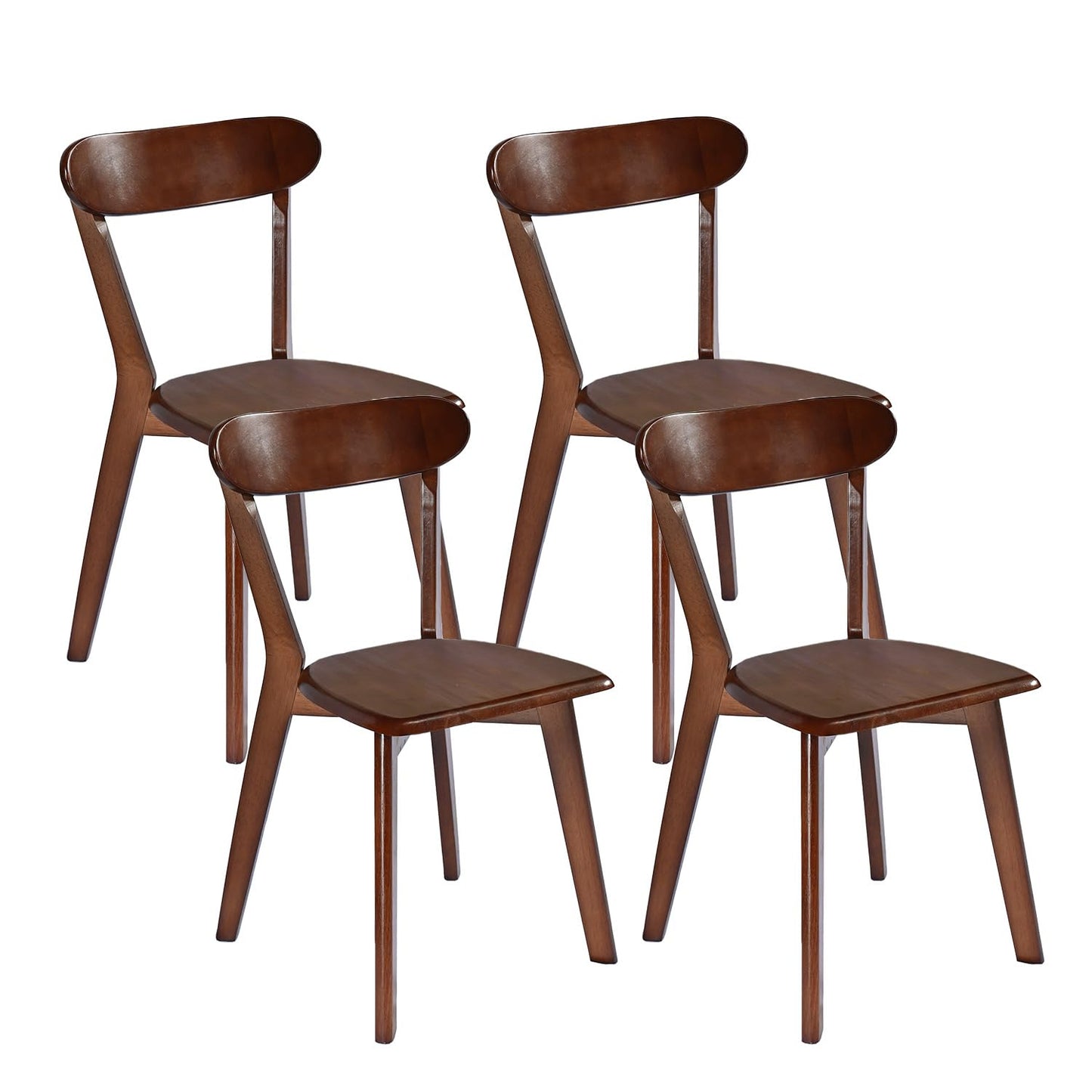 DELAVIN Oak Wood Dining Chairs Set of 4 - Black
