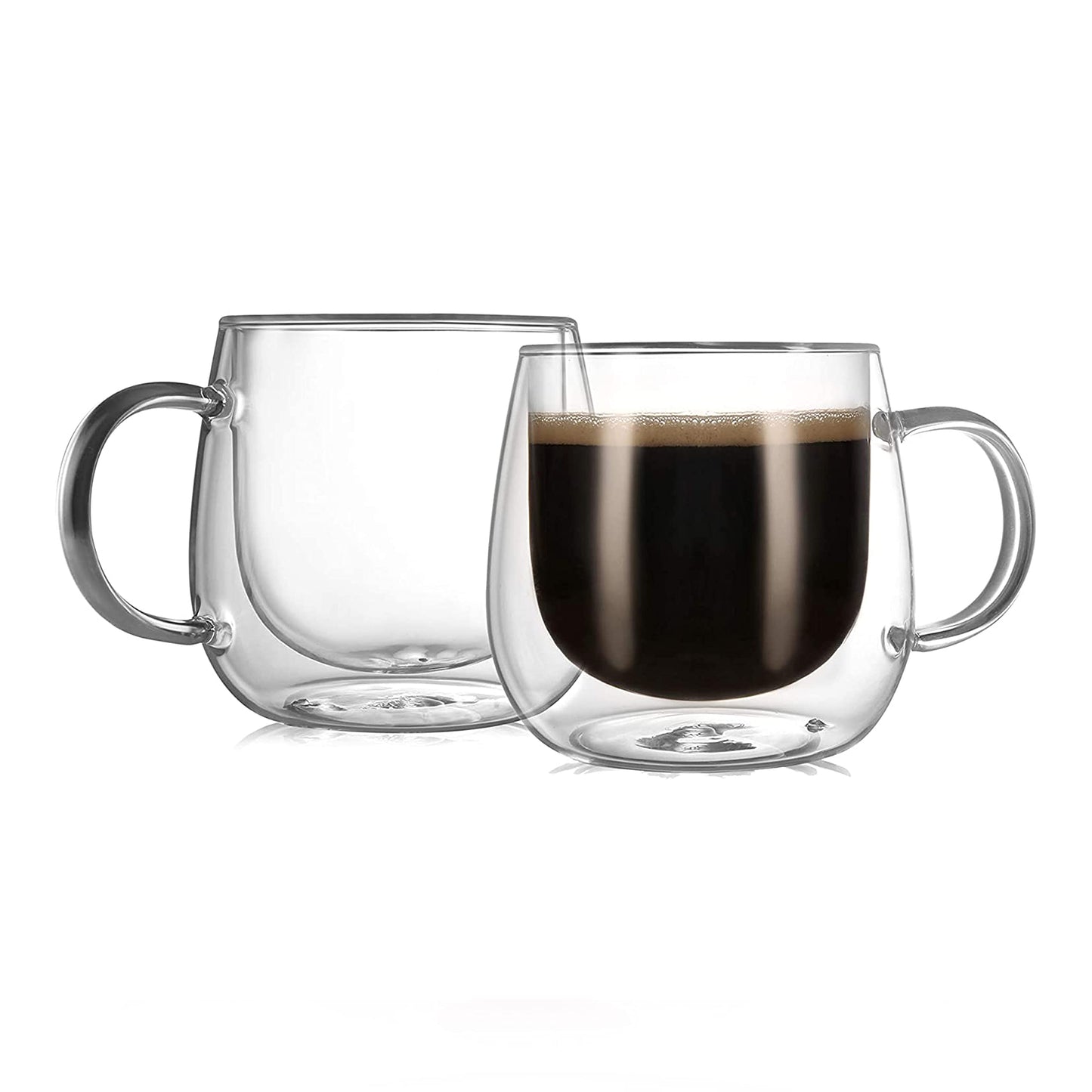 CNGLASS 300ml Double Walled Glass Coffee Mugs - 2 Pack - Clear