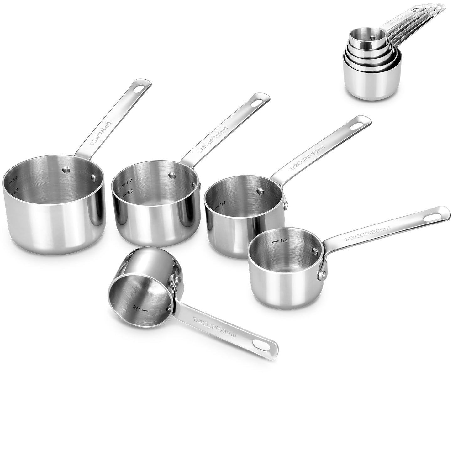 KEAWELL Premium 5-Piece Measuring Cups Set - 18/10 Stainless Steel