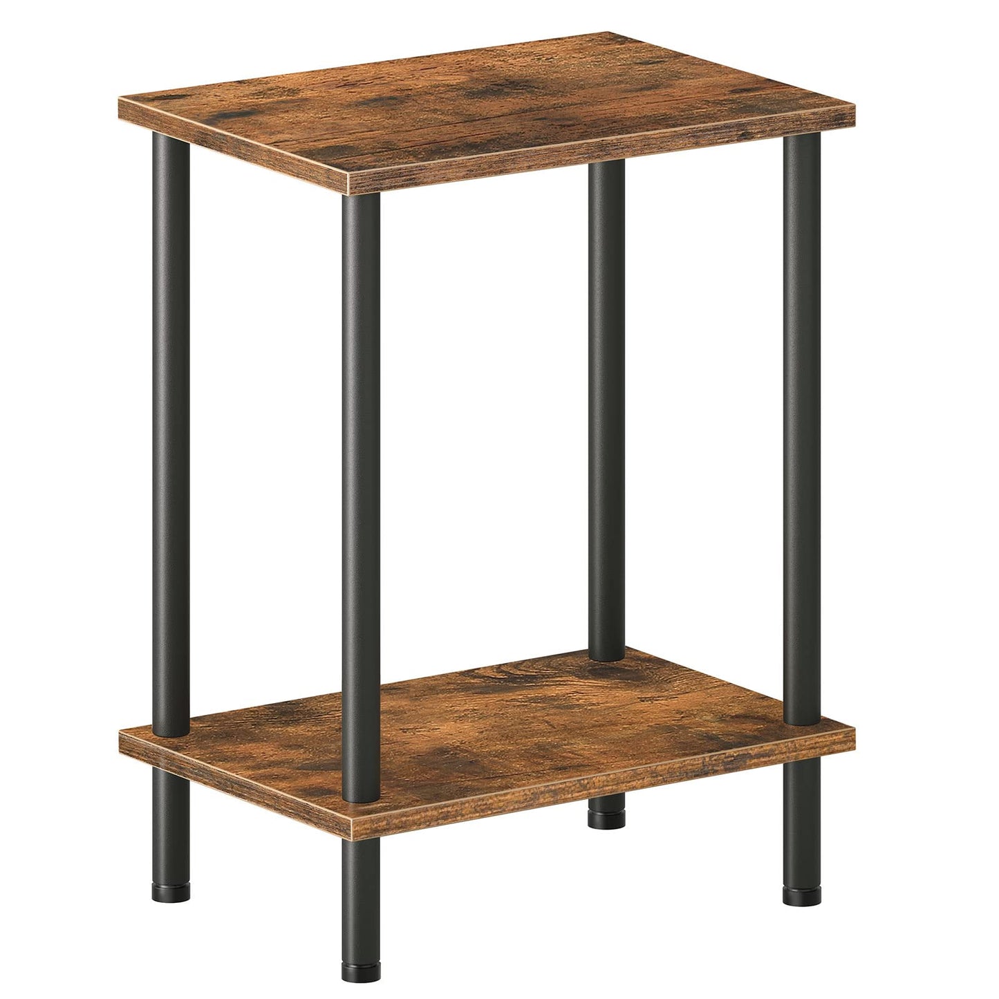 HOOBRO End Table - Small Side Table - Nightstand with 2-Layer Storage Shelves - Rustic Brown