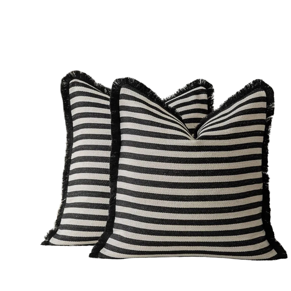 Komollocoe Farmhouse Boho Throw Pillow Covers - 46cm × 46cm - Set of 2 - Black and White