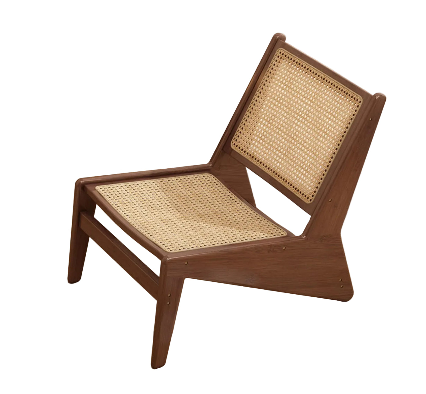 Furlide Mid-Century Rattan Accent Chair - Walnut