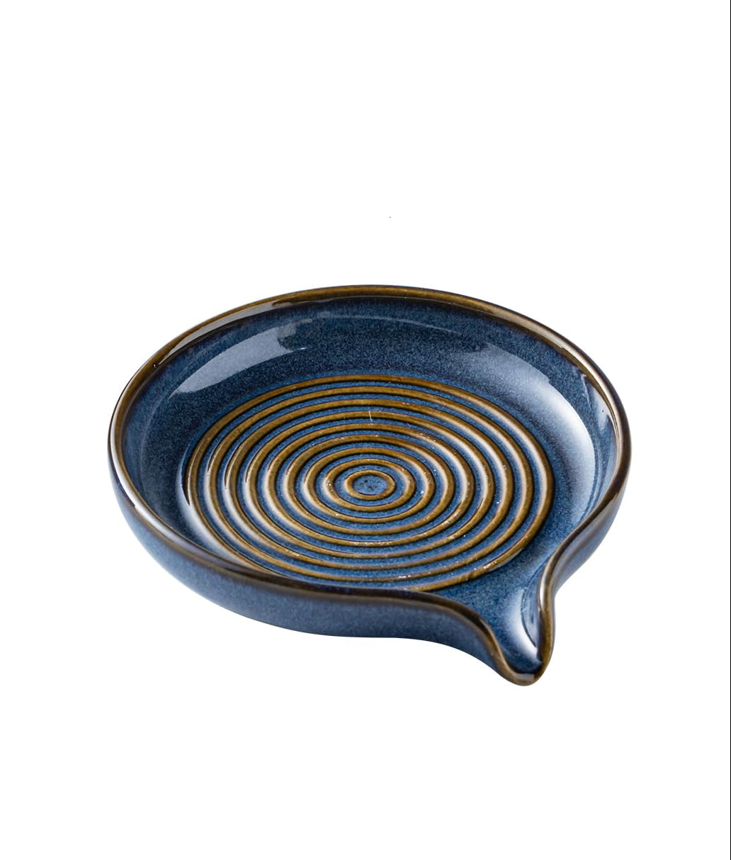 Zoeeker Waterfall Spiral Ceramic Soap Dish — Self-Draining Soap Holder, Blue
