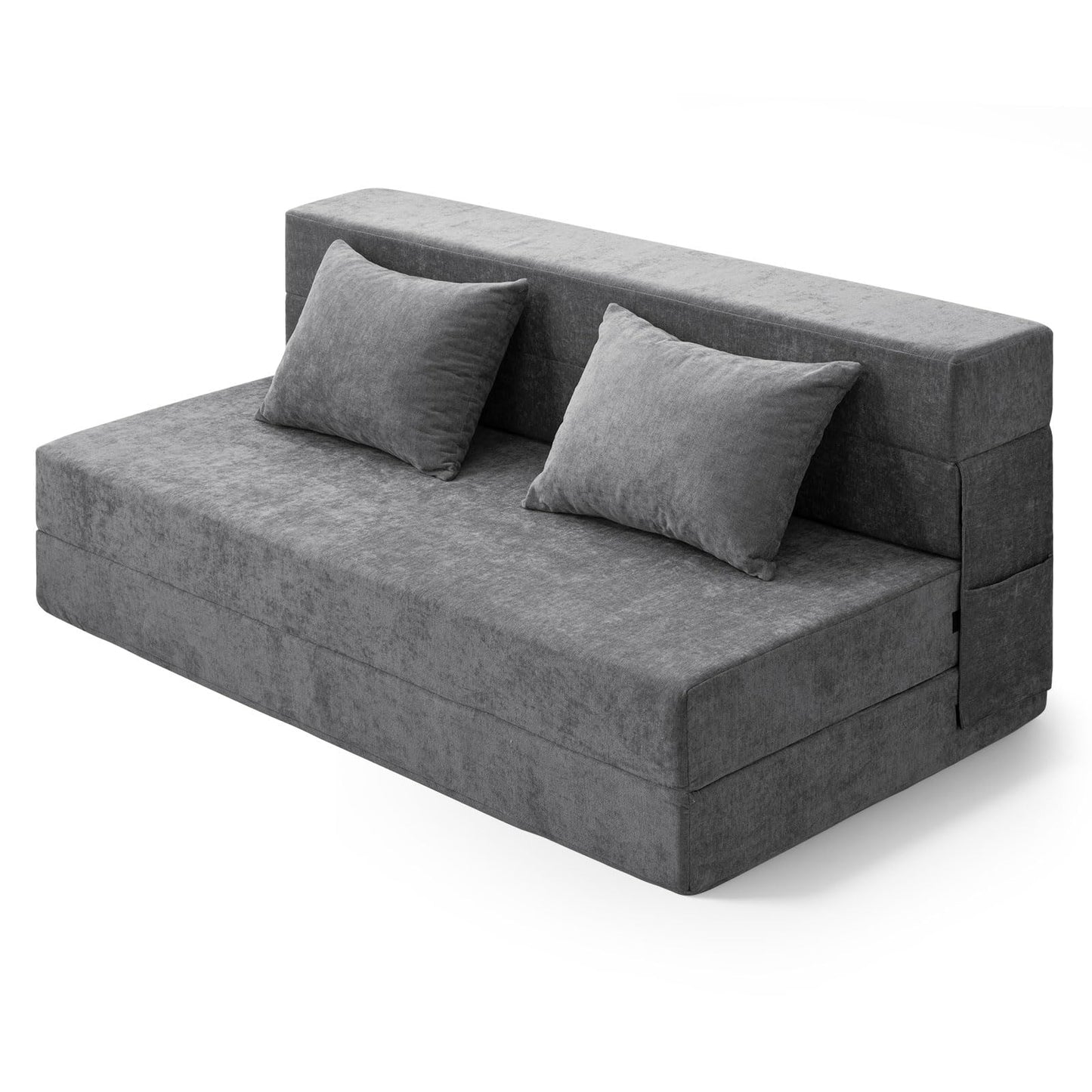 HOMFINE Folding Sofa Bed - Convertible Sleeper Chair - Queen - Grey