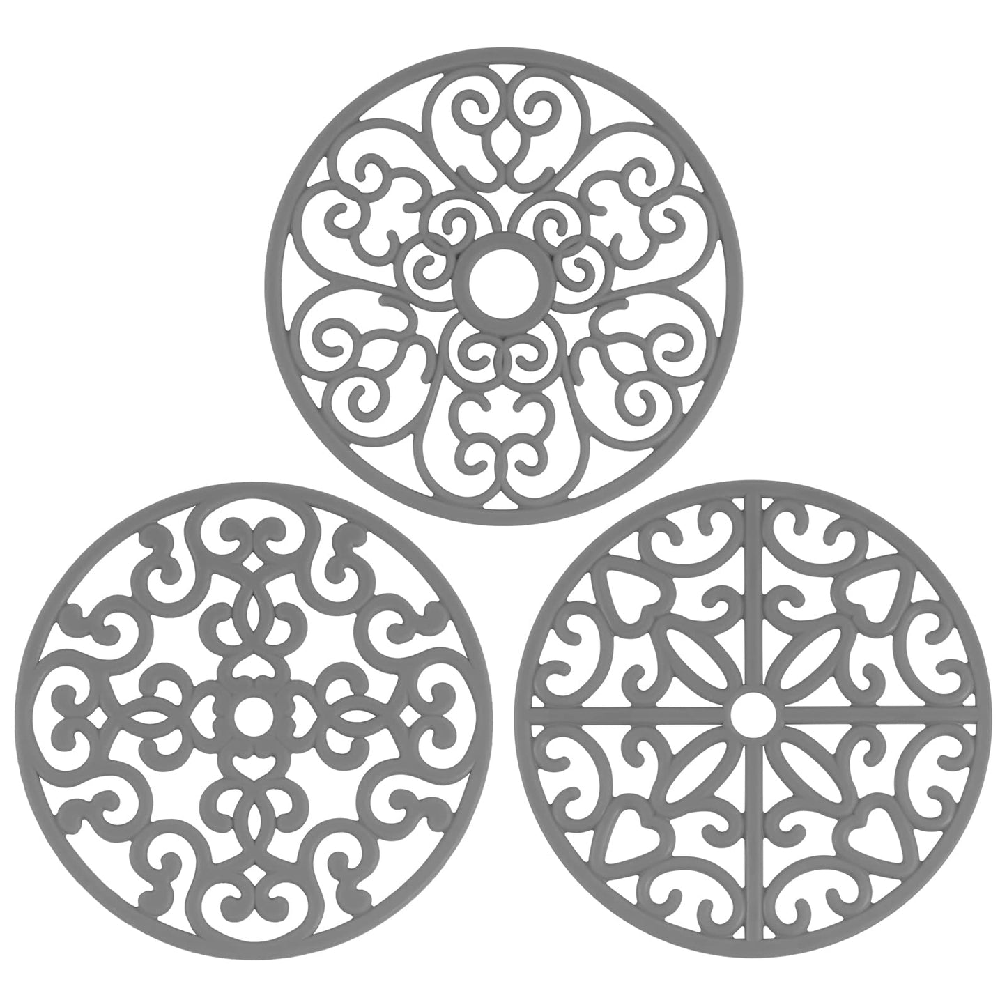 CHEFBEE 3 Piece Silicone Trivet Mat Set - 20cm - Flexible Non-Slip Heat Resistant