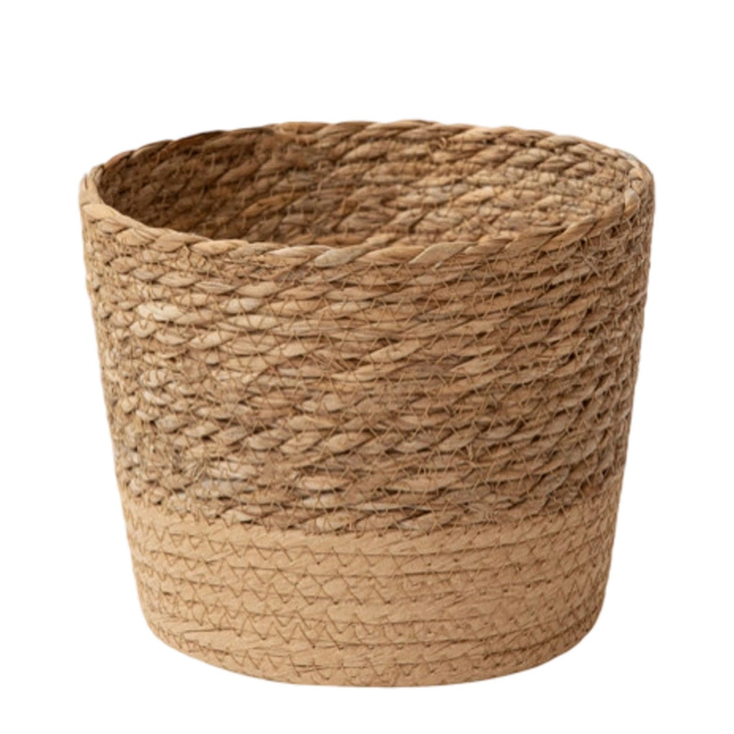 Hand-Woven Jute Rope Plant Basket - Khaki - Medium - 17.5 cm Dia x 12 cm H - Seagrass Storage Organiser