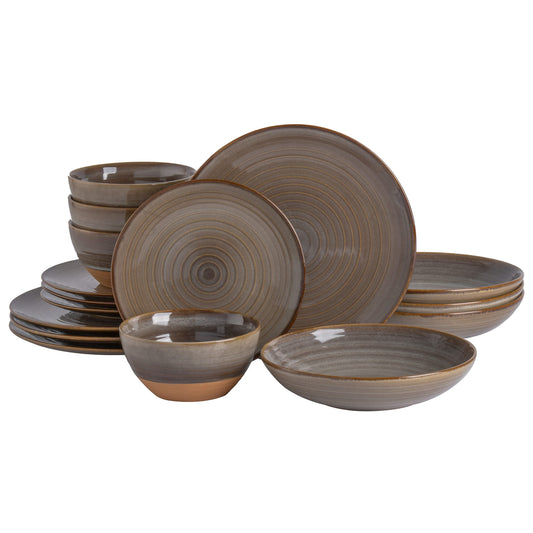 Gibson Elite 16-Piece Double Bowl Dinnerware Set - Service for 4 - Dishwasher & Microwave Safe