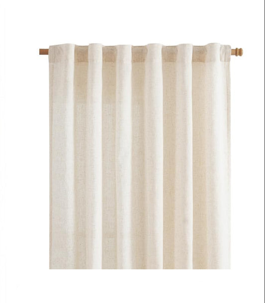 jinchan Linen Curtains for Living Room Bedroom - Light Filtering Semi Sheer - 213cm Length - 2 Panels