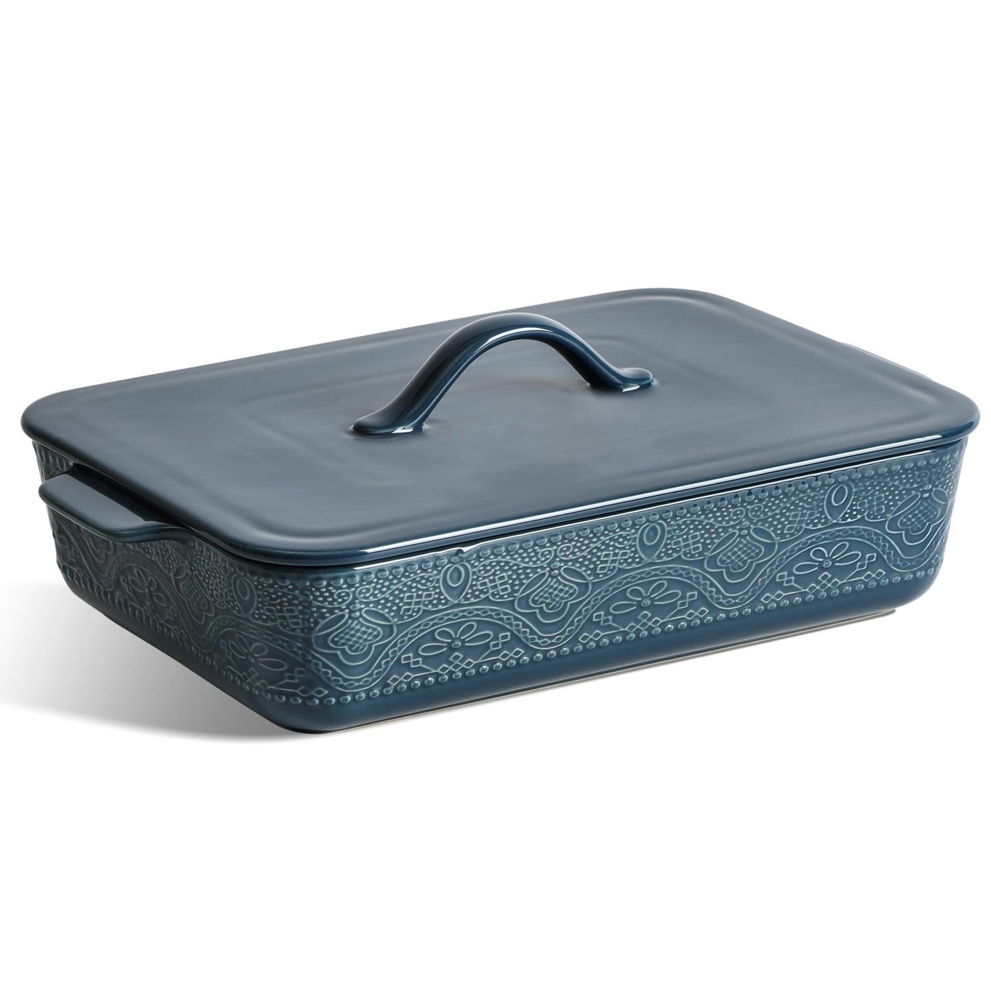 FE FUN ELEMENTS Casserole Dish with Lid - Ceramic 23cm × 33cm - Blue