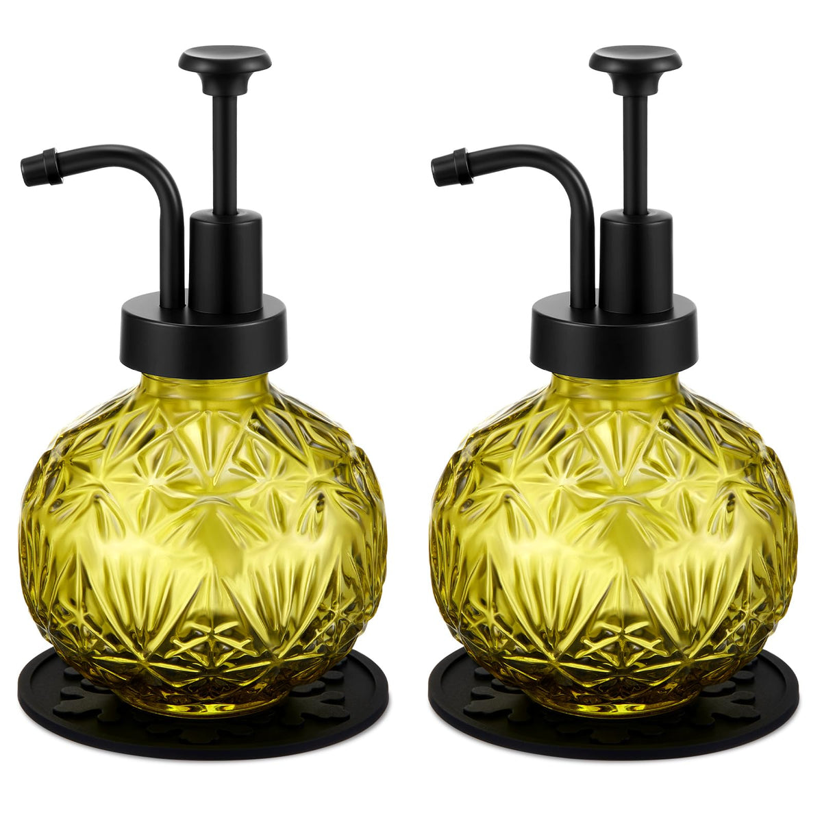Tioncy 2-Pack Vintage Green Glass Soap Dispenser — Farmhouse Bathroom Pump, 240ml
