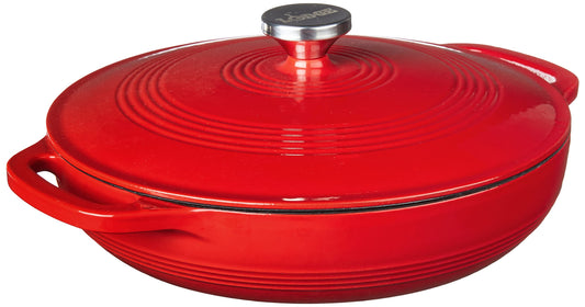 Lodge 3.4L Enameled Cast Iron Oval Casserole with Lid - Dual Handles