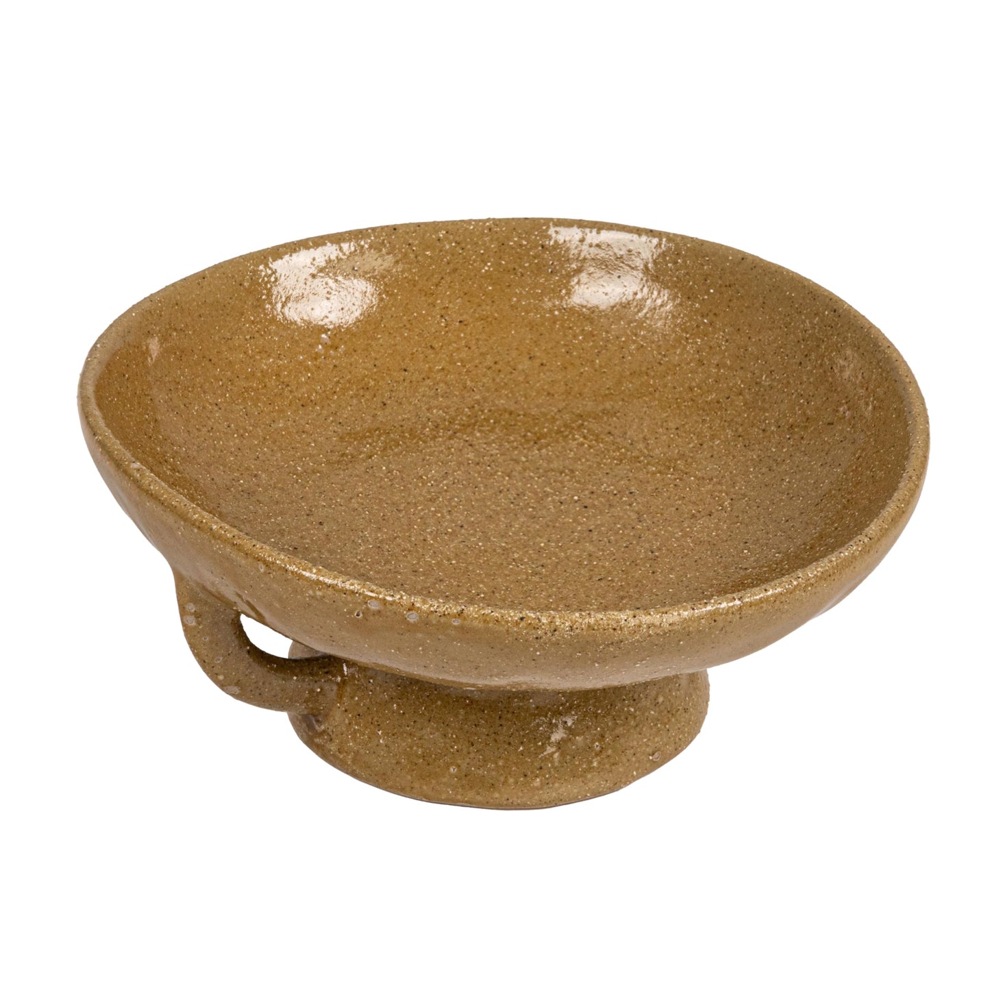 Creative Co-Op Stoneware Footed Pedestal Bowl with Handles - 20cm - Reactive Glaze - Taupe
