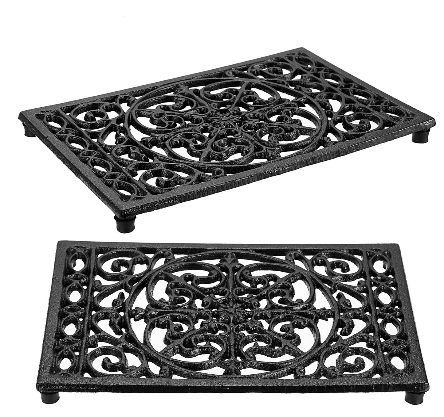 Sumnacon 2 Piece Rectangle Cast Iron Trivet - Heat Resistant