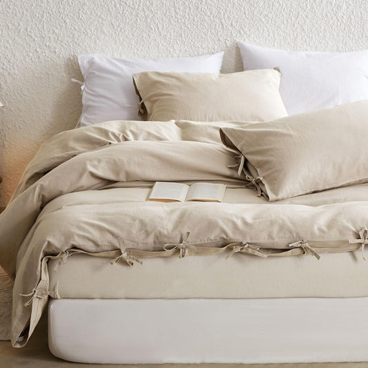 Simple&Opulence Linen Duvet Cover Double,Natural Linen Cotton Duvet Cover with Pillowcase,Duble Size Bedding Set,Soft Warm Breathable Bed Quilt Cover with Button Closure,200x200cm,Navy Blue