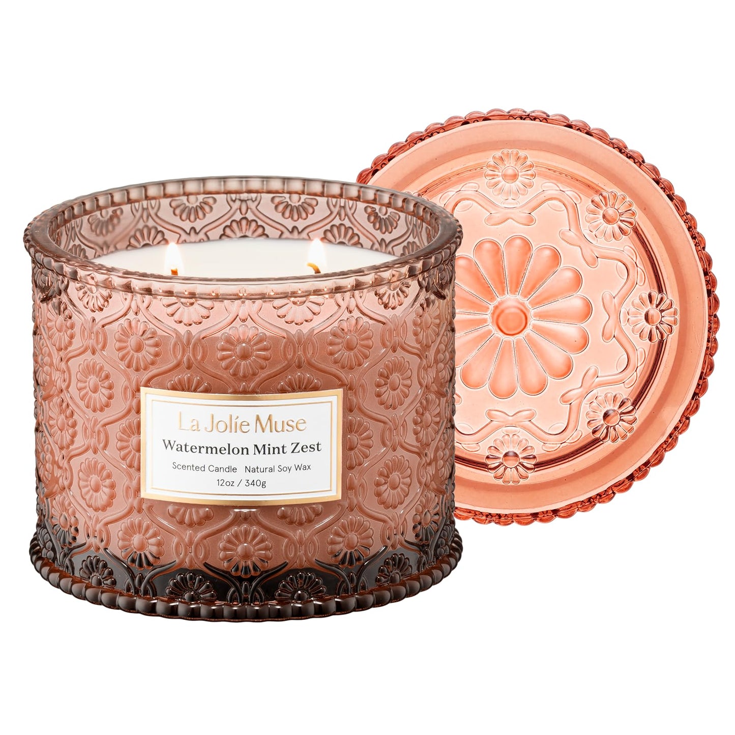 LA JOLIE MUSE Scented Soy Wax Candles - Maelyn Collection - 2-Wick - 60 Hour Burn - Elegant Home Décor