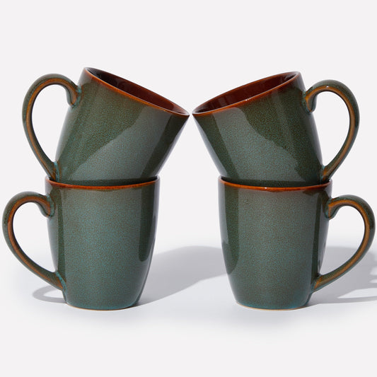 Pokini Coffee Mug - 475ml - Ceramic Mugs Set of 4 - Reactive Glaze