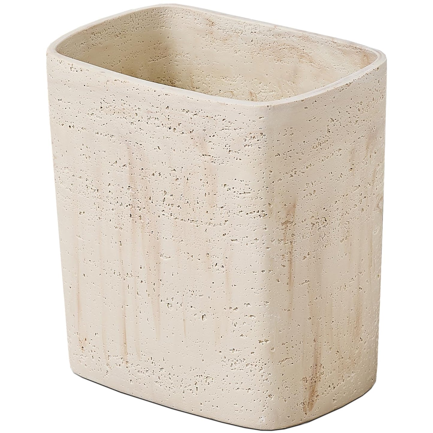 Polytree Natural Travertine Texture Bin - Yellow Stone - 7 Litre - Handmade Resin Wastebasket