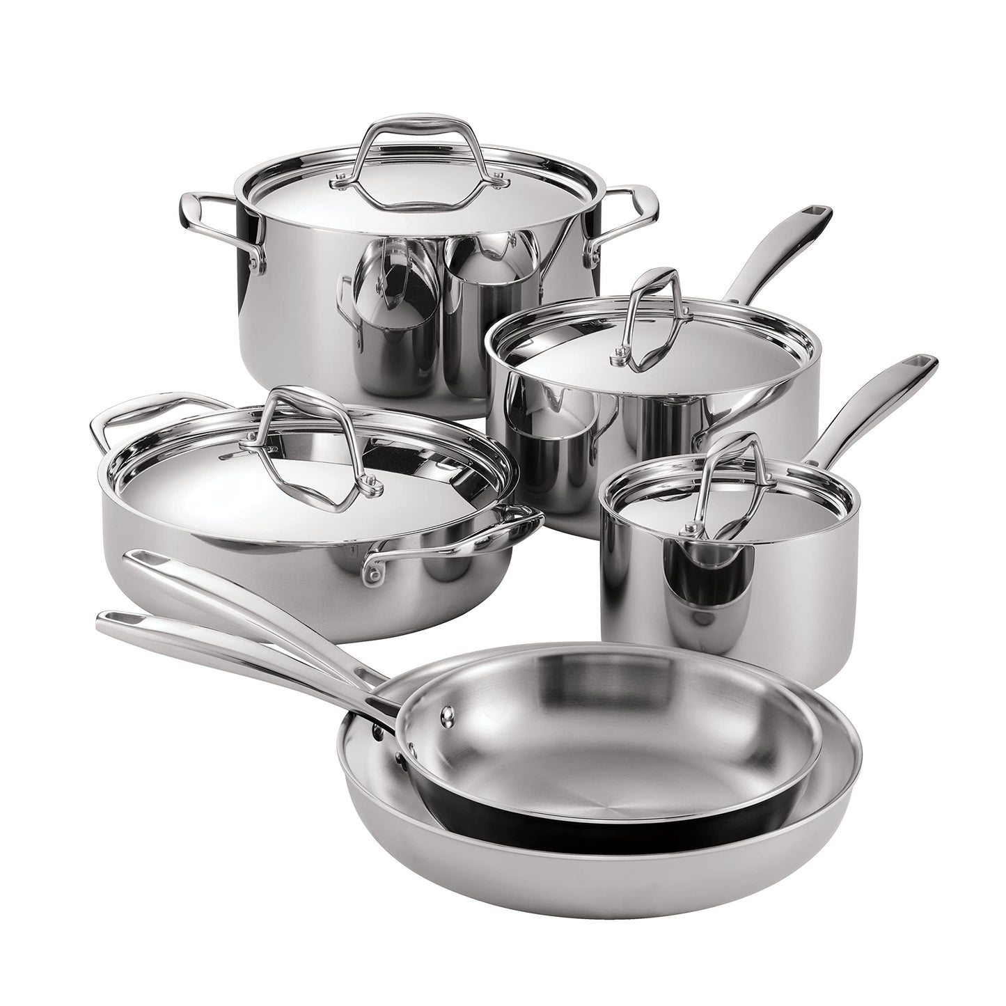 Tramontina Signature Tri-Ply Clad Stainless Steel 10-Piece Cookware Set with Lids