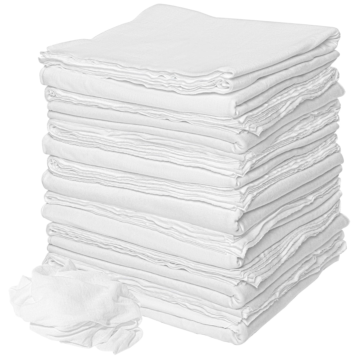 Nabob Wipers Premium White T-Shirt Knit Rags - 46cm × 46cm - 7 Pack