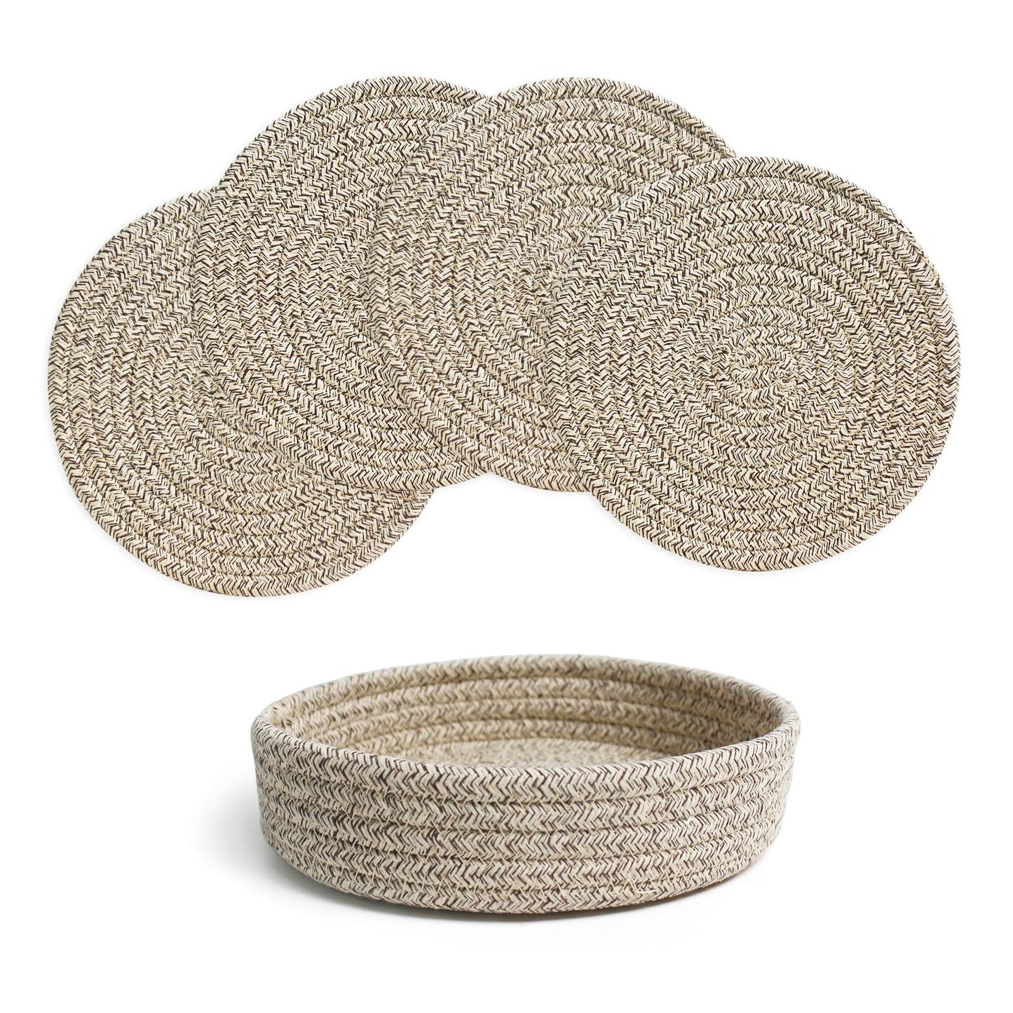 RIOOP 18cm Trivets for Hot Dishes - 4 Pack with Storage Basket