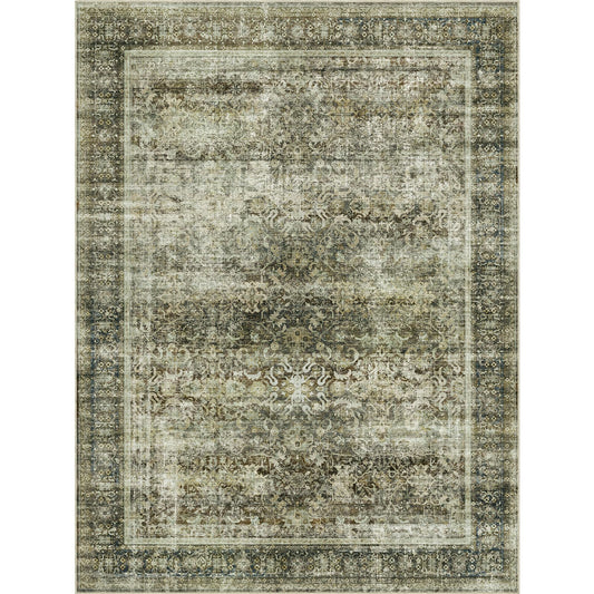 Nuomeijia Floral & Vintage Boho Area Rug - 274cm × 366cm - Taupe - Machine Washable
