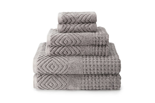 Texere 100% Organic Cotton Jacquard 650 GSM Premium Bath Towel Set - 6 Piece
