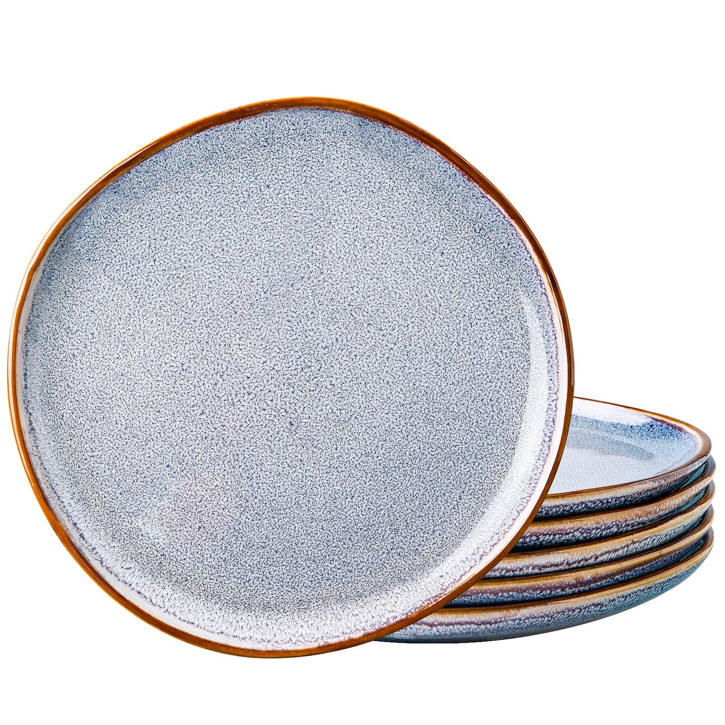 AmorArc Ceramic Dinner Plates Set of 6 - 27cm Handmade Reactive Glaze Stoneware - Blue