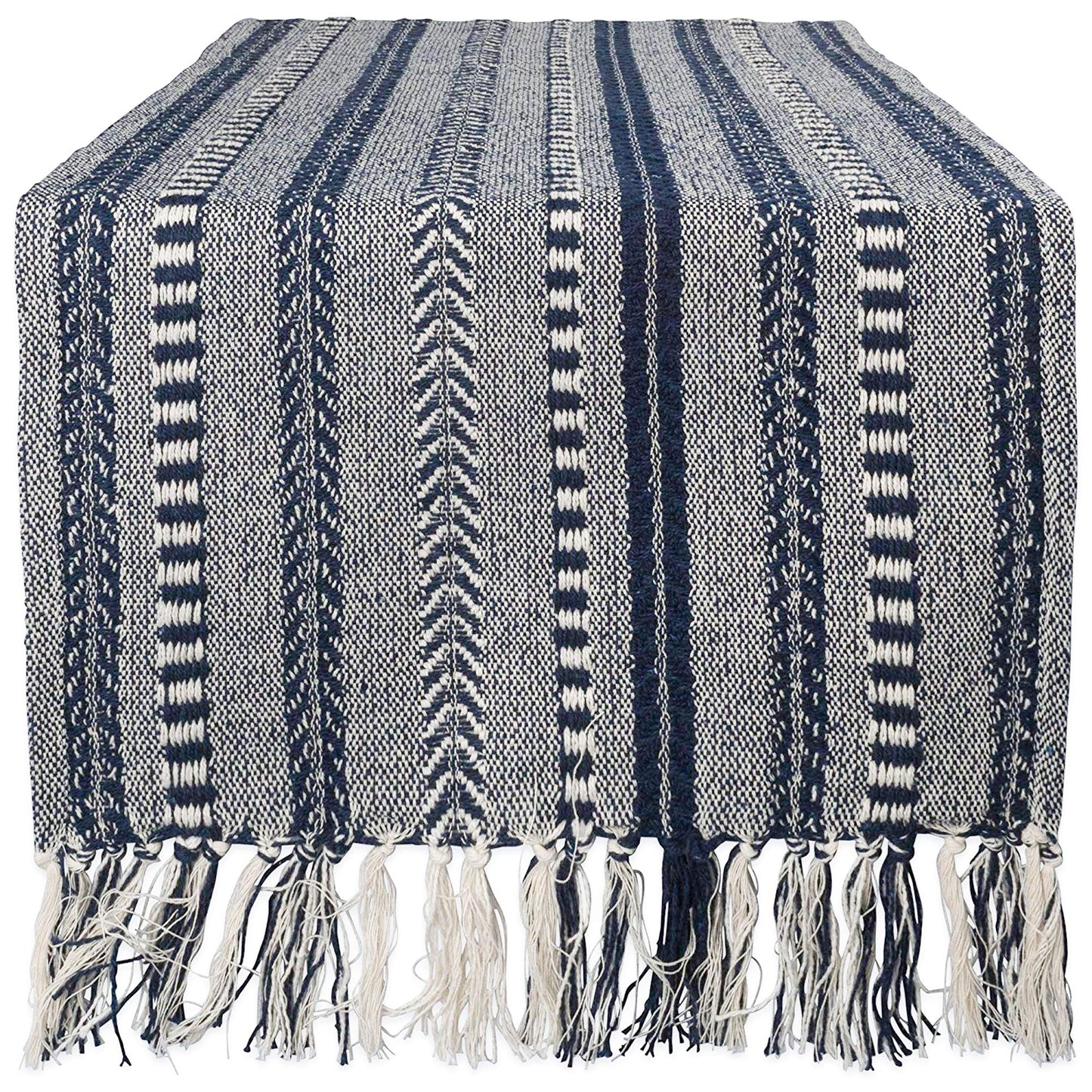 DII Farmhouse Braided Stripe Table Runner Collection - 38cm × 274cm - Fringe Included