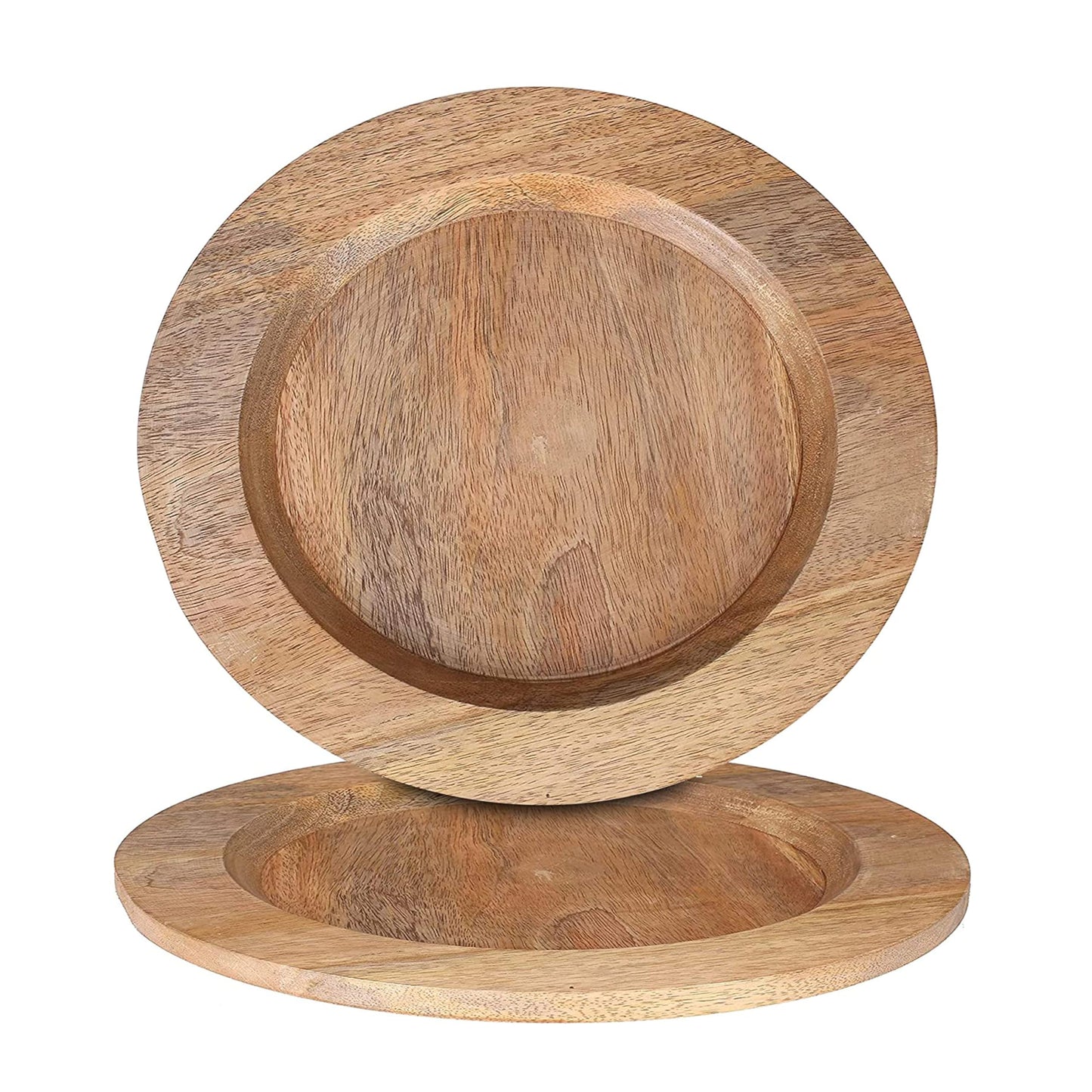 Alpha Living Home 33cm Rustic Wood Charger Plates - 2 Pack - Brown