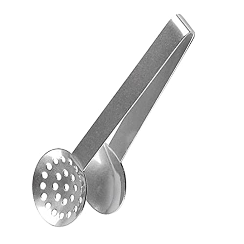 Tea Bag Squeezer Stainless Steel Teabag Tongs Lemon Slicers Strainer Clip with Long Handle - Silver