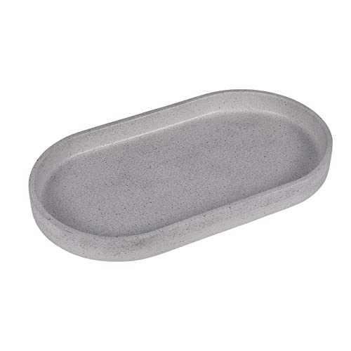 SZYRL Oval Resin Vanity Tray — Handmade Bathroom & Countertop Organiser, Grey