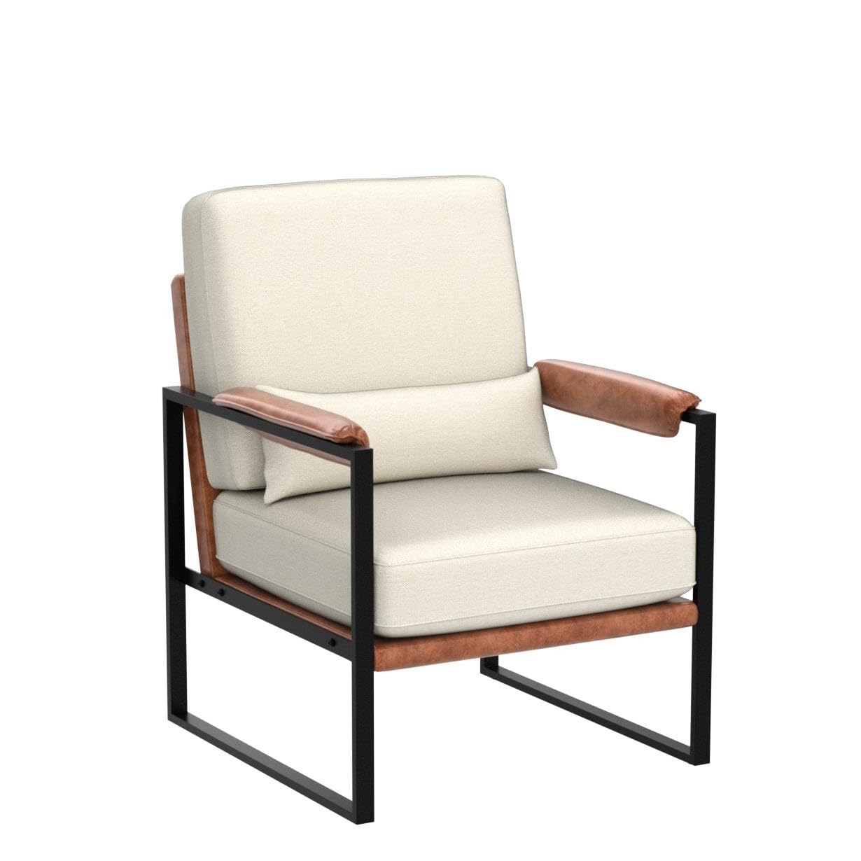 Karl home Mid-Century Accent Chair - Linen Beige