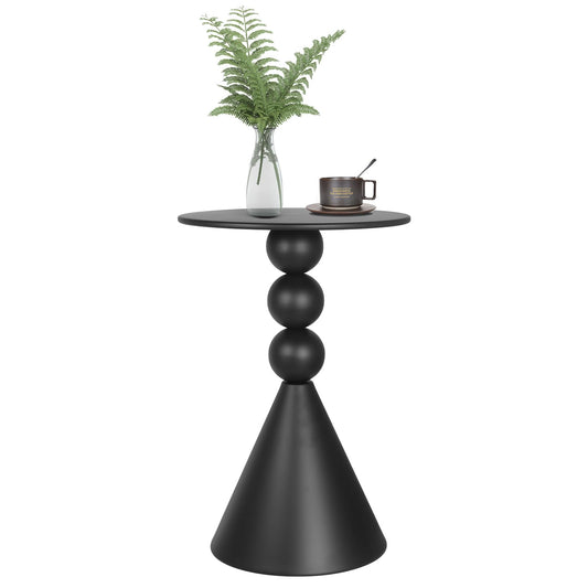 OIKASSU Metal Round Martini Table - 40cm - Vintage Drum Side End Table - Modern Nightstand - White