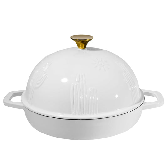 Flavehc Cast Iron Bread Oven with Cloche Lid - 4.7L Enamelled Dutch Oven with Dome Lid