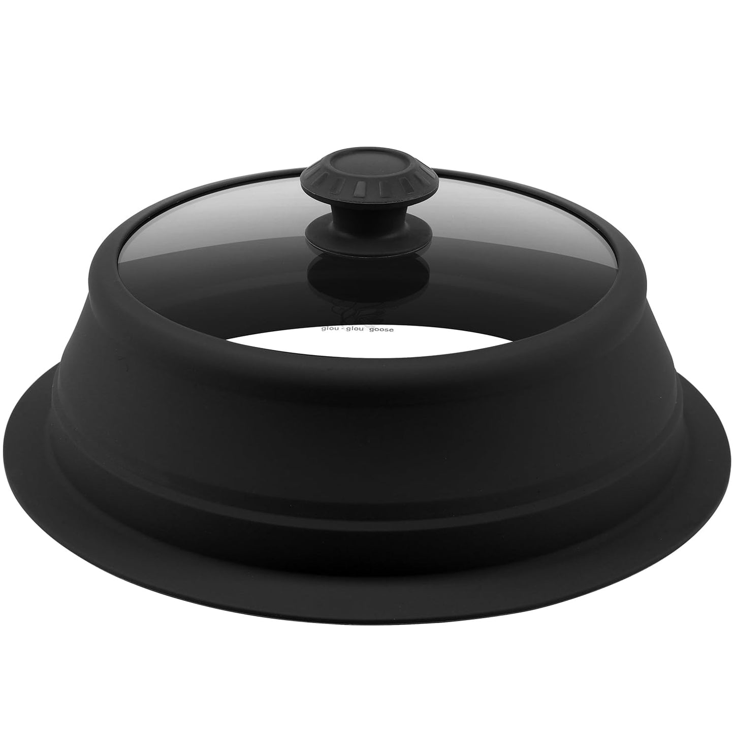 GLOU-GLOU GOOSE Collapsible Microwave Splatter Lid with Vented Tempered Glass Cover - 27cm-28cm Universal