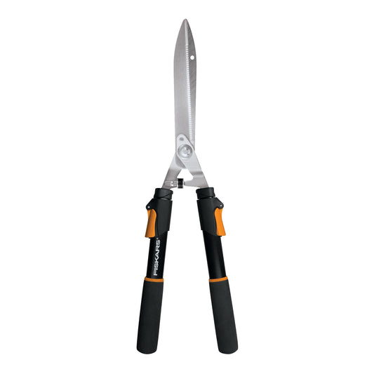 Fiskars Power-Lever Hedge Shears - 64cm-84cm Extendable Handle - Plant Cutting Scissors - Orange/Black
