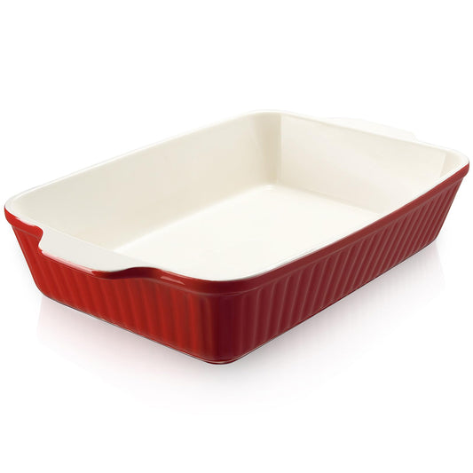 DOWAN Deep Casserole Baking Dish - 23cm × 33cm - 4L Ceramic Pan with Handles