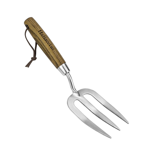 Garden Hand Fork - Hand Weeding Fork with Sharp Tines - Stainless Steel - Comfortable Wooden Handle
